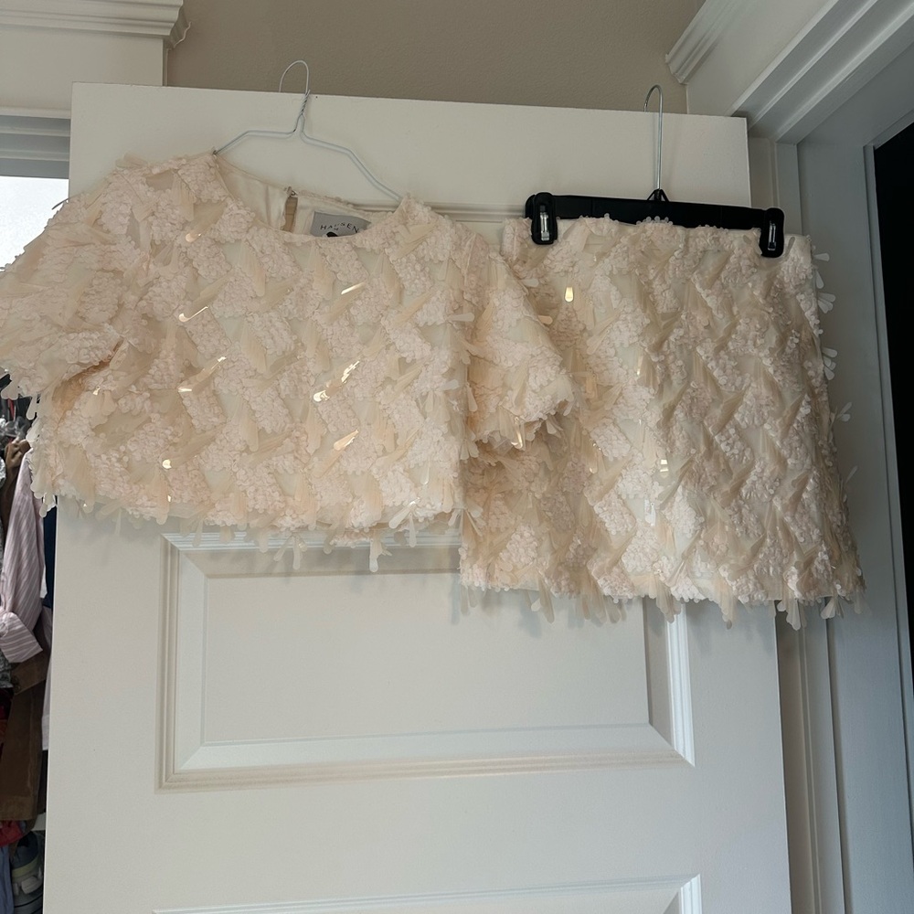 Cream Textured Two-Piece Set